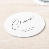 応援モダンユニークパーソナライズされたカスタム結婚式 ラウンドペーパーコースター (アングル)