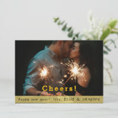 応援モダン写真と金ゴールド縁ど新年 シーズンカード (スタンド正面)