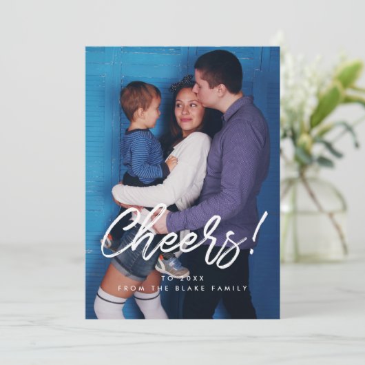 応援モダン年始の家族の写真カード シーズンカード (スタンド正面)