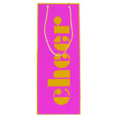 応援モダン明るい赤紫色ピンクとオレンジ ワインギフトバッグ (裏面)