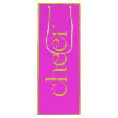 応援モダン明るい赤紫色ピンクとグリーン ワインギフトバッグ (正面)