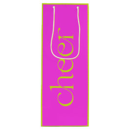 応援モダン明るい赤紫色ピンクとグリーン ワインギフトバッグ