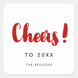 応援モダン赤と白年始の家族 スクエアシール