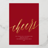 応援モダン非写真業務赤いクリスマス 箔シーズンカード (正面)