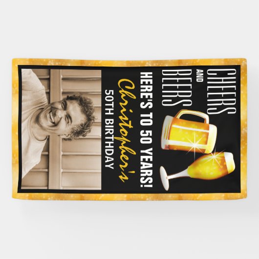 応援モダン&ビアーフォトバースデーパーティードア 横断幕 (横)