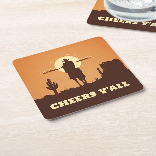 応援ヤル砂漠 スクエアペーパーコースター (アングル)