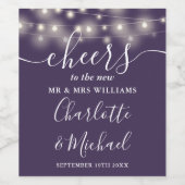 応援ライト・パープル夫妻結婚に ワインラベル (シングルラベル)