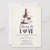 応援ラブブライダルシャワー招待状ワインテイスティング 招待状 (正面)