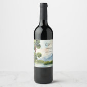 応援ラブレイクエバーグリーン水の色結婚の ワインラベル (正面)