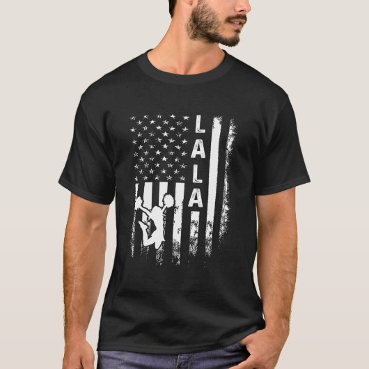 応援ララアメリカ国旗チアリーディングチアリーダー Tシャツ (正面)