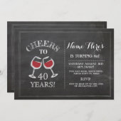 応援レッドワイン誕生日ドリンクチョーク招待状 招待状 (正面/裏面)