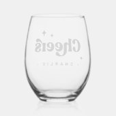 応援レトロフォントスター名前をカスタムする ステムなしワイングラス (裏面)