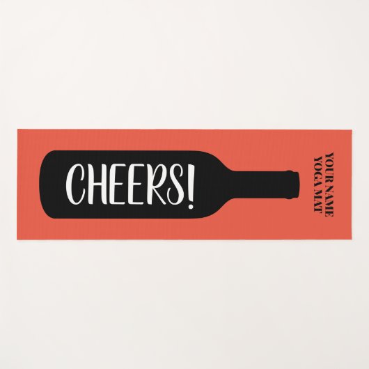 応援ワおもしろいインボトルシルエット名前をカスタムする ヨガマット (正面(横))