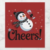 応援ワインクリスマス雪だるまクリスマス飲む冬 ワインラベル (シングルラベル)