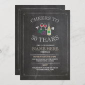 応援ワインテイスティングシャルボード誕生日招待状 招待状 (正面/裏面)