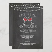 応援ワインテイスティングチョークバースデーパーティー招待状 招待状 (正面/裏面)