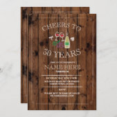 応援ワインテイスティング素朴誕生日招待状 招待状 (正面/裏面)