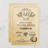 応援ワインテイスティン素朴グ誕生日パーティー招待状 招待状 (正面/裏面)