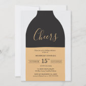 応援ワインボトルアダルト誕生日パーティー 招待状 (正面)