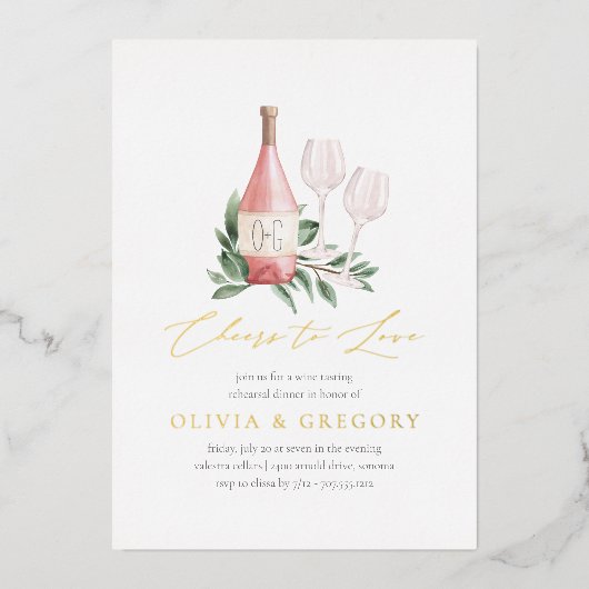 応援ワイン試飲リハーサルディナー 箔招待状 (正面)