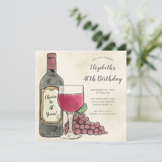 応援ワイン誕生日パーティーの招待 招待状 (スタンド正面)