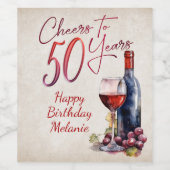 応援ワイン50誕生日 ワインラベル (シングルラベル)