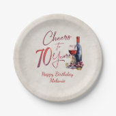 応援ワイン70誕生日 ペーパープレート (正面)