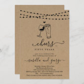 応援ワイン&ビール記念日パーティー – 任意の年 招待状 (正面/裏面)