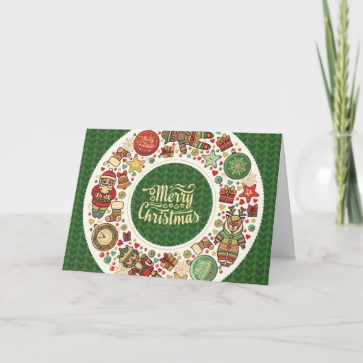 応援ヴィンテージクリスマスグリーティングカードのリース シーズンカード (正面)