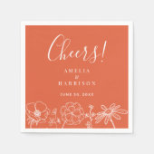 応援ヴェロナサンセットオエレガントレンジフローラズ スタンダードカクテルナプキン (正面)