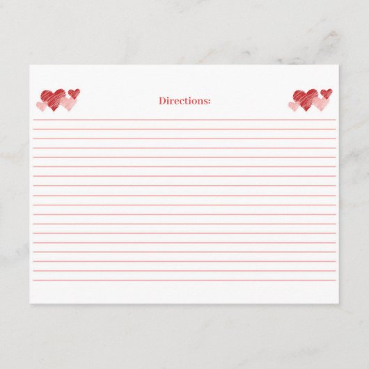 応援ーラブバレンタインブライダルシャワーレシピカード アドバイスカード (裏面)