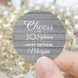 応援任意の年の誕生日パーティーグレイウッド素朴 ラウンドシール