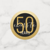 応援任意の年エレガントの黒金ゴールド誕生日表 コンフェッティ (スモール正面)