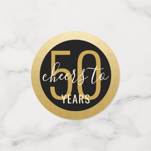 応援任意の年エレガントの黒金ゴールド誕生日表 コンフェッティ (スモール正面)