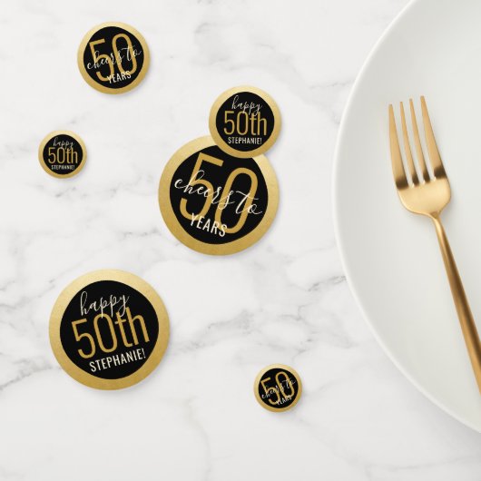 応援任意の年エレガントの黒金ゴールド誕生日表 コンフェッティ (グループ)