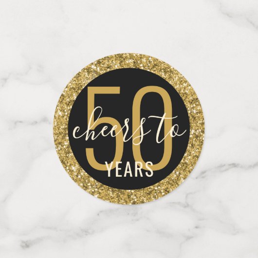 応援任意の年誕生日ブラック金ゴールドグリッター大 コンフェッティ (スモール正面)