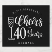 応援任意の年齢にタイポグラフィ男性ハッピーバースデー スパークリングワインラベル (シングルラベル)