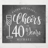 応援任意の年齢chalkboard男性へのハッピーバースデー スパークリングワインラベル (シングルラベル)