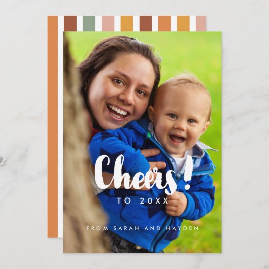 応援元旦の家族の写真カード シーズンカード (正面/裏面)