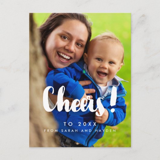 応援元旦の家族の写真 ポストカード (正面)