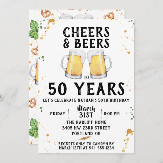 応援及びビール誕生日のパーティの招待状 招待状 (正面/裏面)