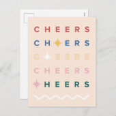 応援図解入りの、写真付きのホリデーニューイヤー シーズンポストカード (正面/裏面)