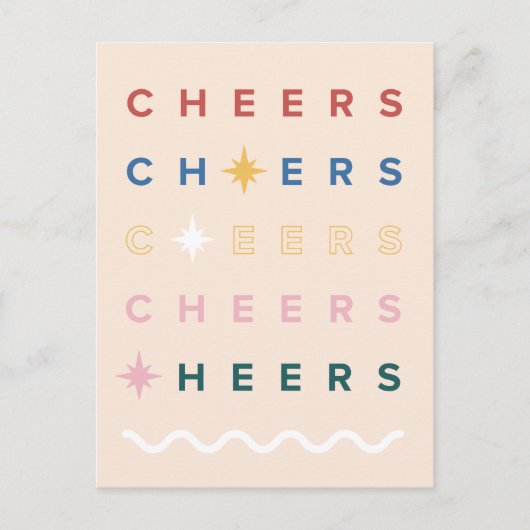 応援図解入りの、写真付きのホリデーニューイヤー シーズンポストカード (正面)