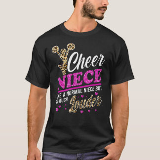 応援姪の最大ファンヒョウ柄とポンポン Tシャツ
