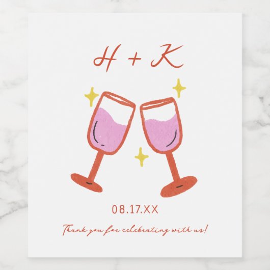 応援婚約パーティ結婚式の引き出物 ワインラベル (シングルラベル)