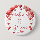 応援愛するブライダルシャワー新郎になる 缶バッジ (正面)