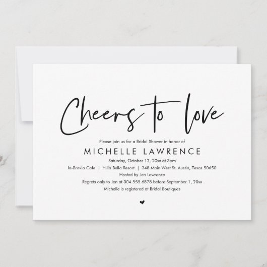 応援愛モダンカジュアルブライダルシャワー 招待状 (正面)