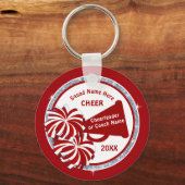 応援抱き枕アイディアパーソナライズされた、レッドホワイト応援 キーホルダー (正面)
