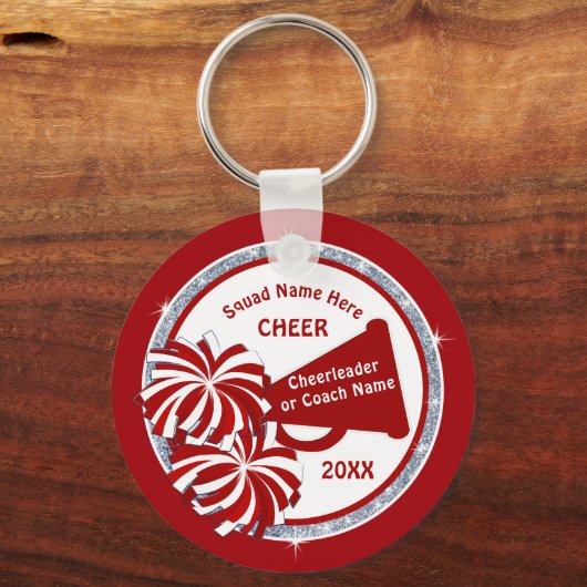 応援抱き枕アイディアパーソナライズされた、レッドホワイト応援 キーホルダー (正面)