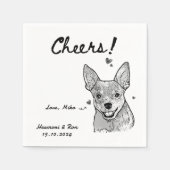 応援描ドッグシンプルパーソナライズされた結婚ズ スタンダードカクテルナプキン (正面)